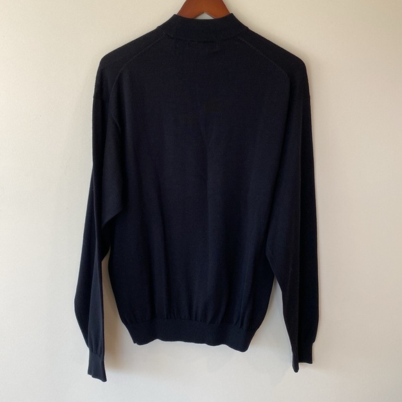 Pronto Uomo SiIk Black Sweater Mens Med. Knit Long Sleeve Mock Neck Pullover - Picture 2 of 5